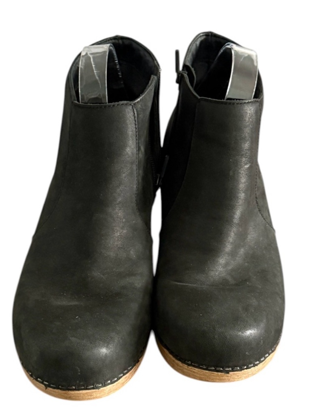 Dansko Maria Nubuck Black Zip Up Ankle Booties 41/10.5-11 Shoes Clogs Leather